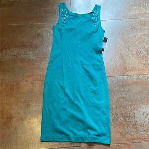 New York & Company Turquoise Embellished Midi Dress